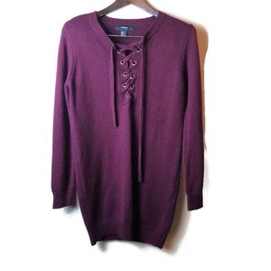 🛍 Purple Long Sweater Dress Top Blouse